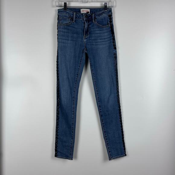 Driftwood Jackie Star Stripe High Rise Skinny Jeans Medium Wash Womens Size 24 - Picture 3 of 12